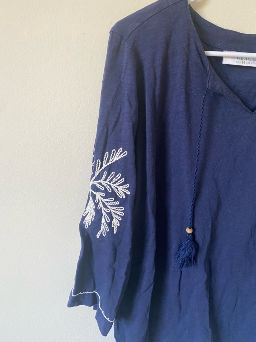 Belle Beach by Kim Gravel Navy V-Neck Tunic Top - Picture 3 of 7